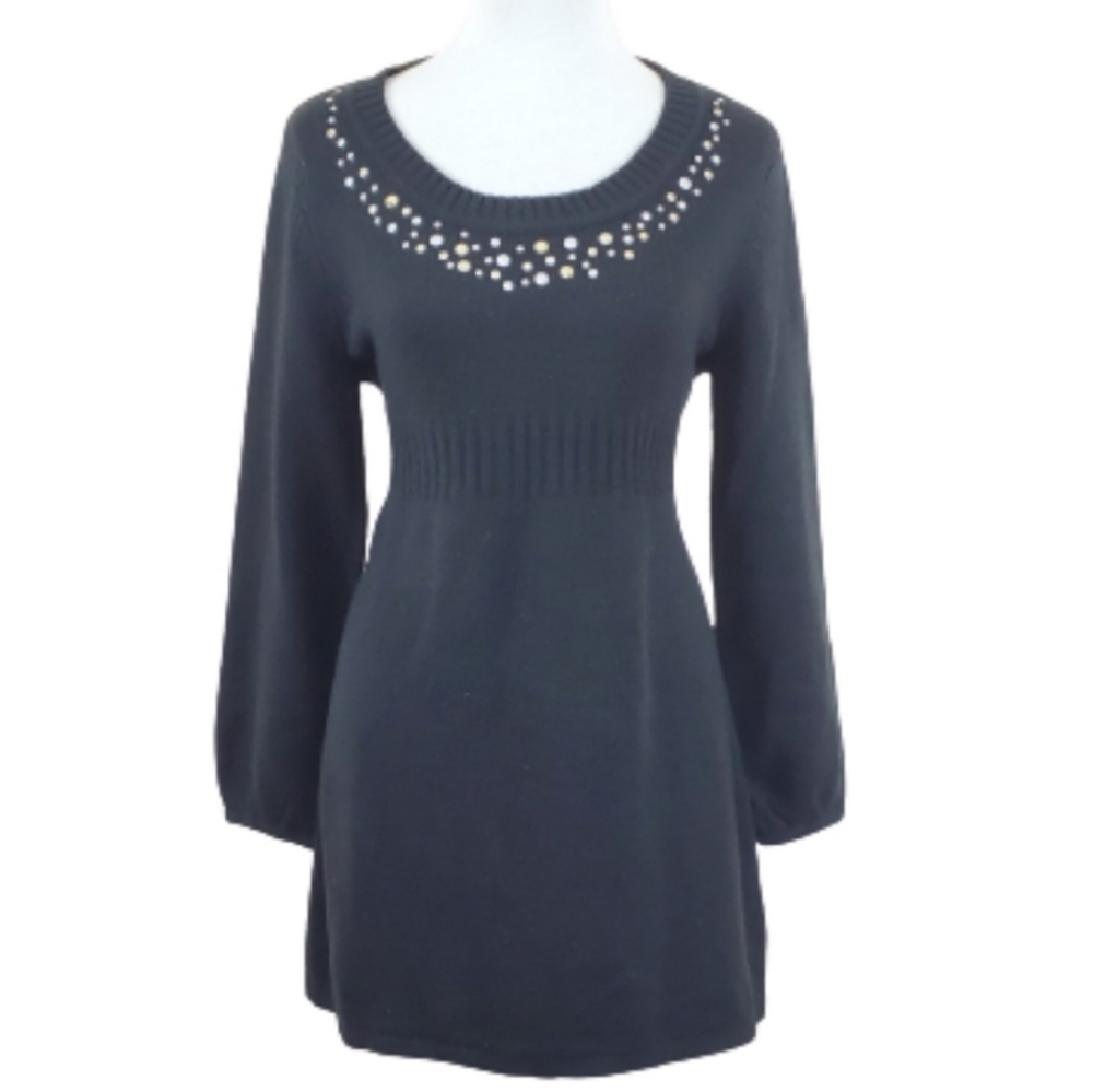 Style & Co. embellished black long tunic sweater Women's size medium